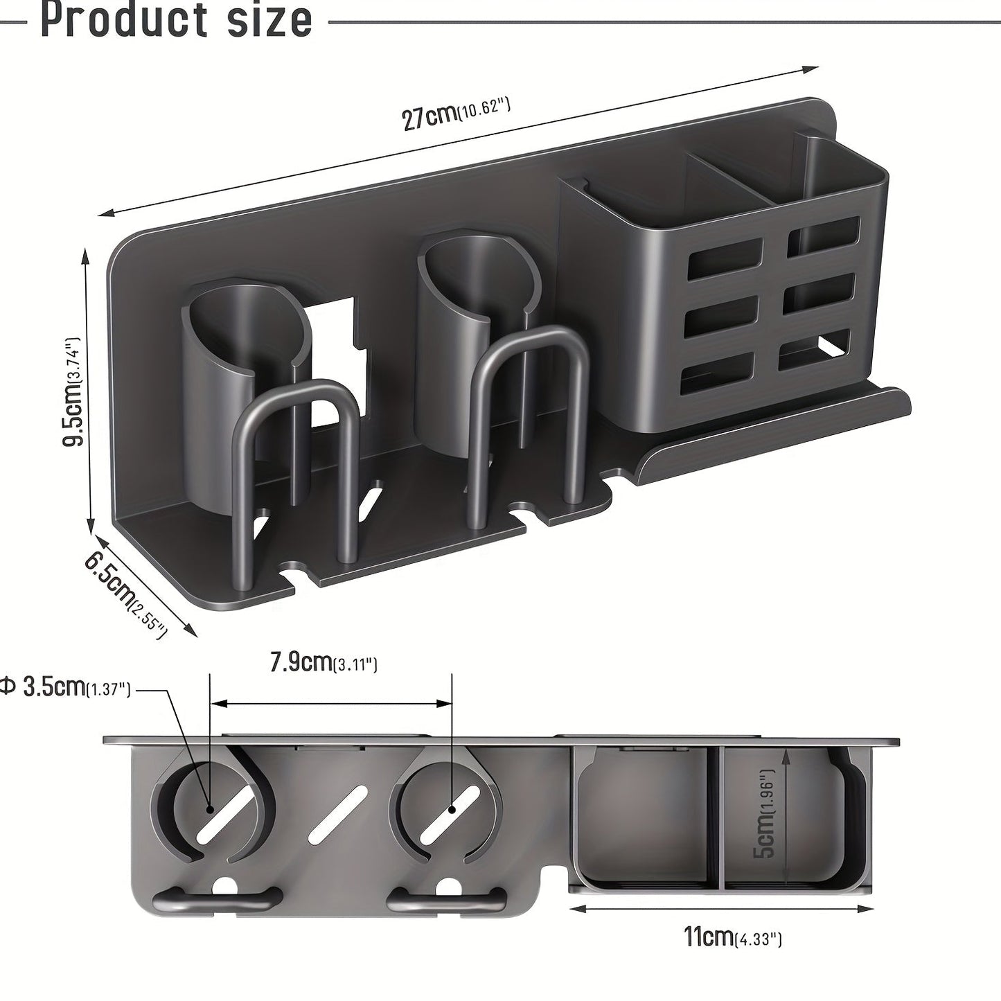 Sleek Wall Mounted Toothbrush Holder with Drainage