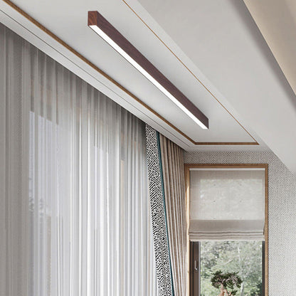 Sleek LED Ceiling Light Fixture 24 Inch Walnut Finish