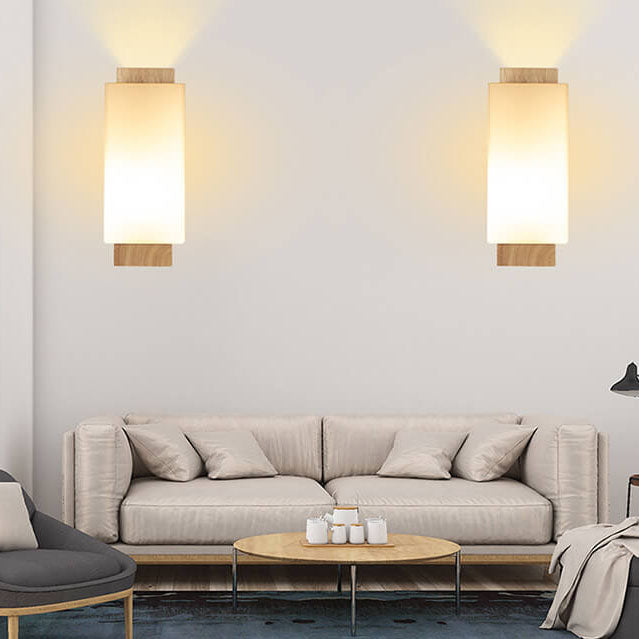 Simple Wooden Glass Wall Sconce Lamp