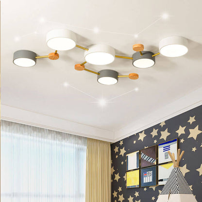 Sleek Gray Wooden Ceiling Light Fixtures 23.6 Inch