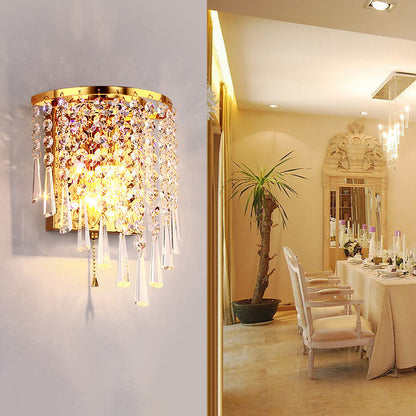 Elegant Round Crystal Glass Wall Light