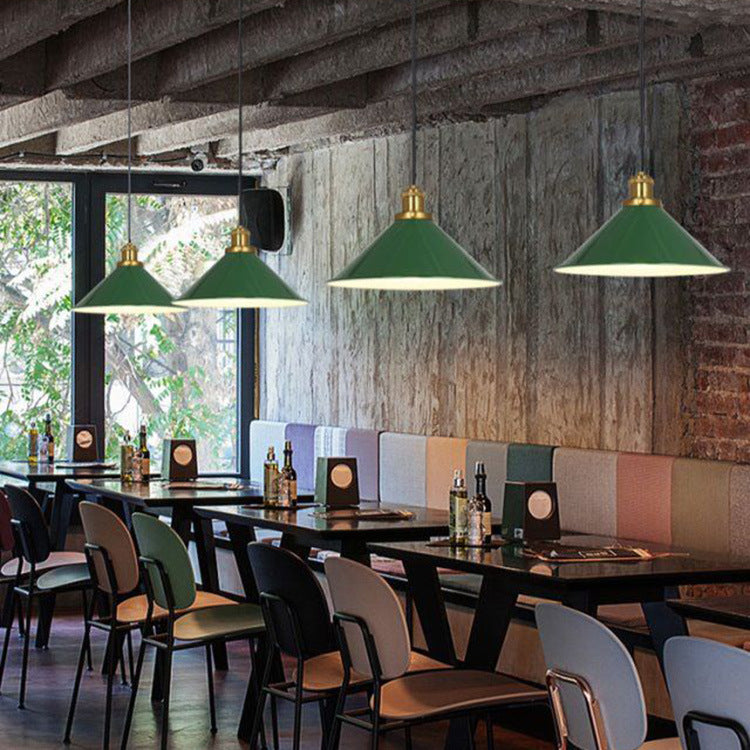 Vintage Metal Pendant Lamp Green Iron Shade