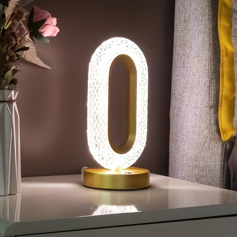 Sleek Crystal Oval Desk Lamp