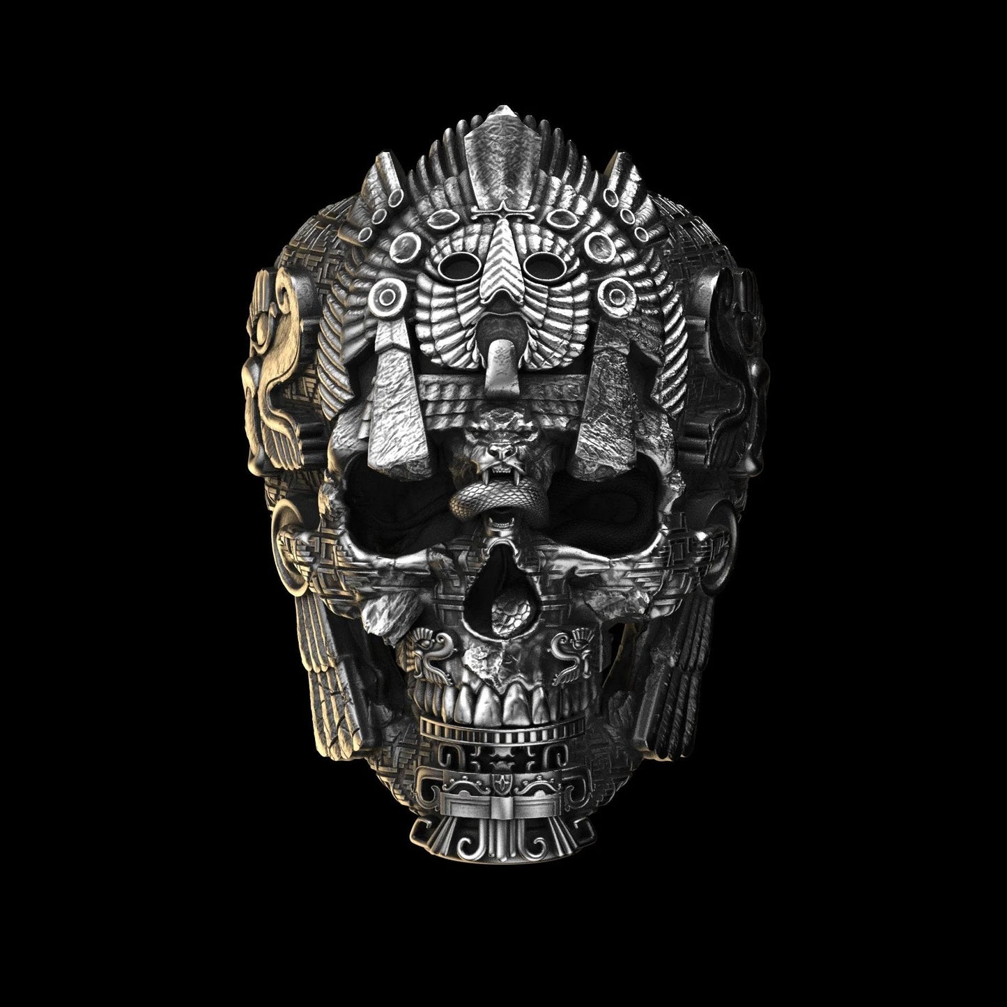 Edgy Silver Skull Band Ring