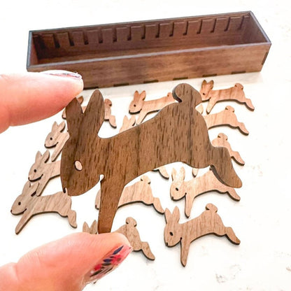 Colorful Wooden Bunny Thread Holder 16 Piece Set
