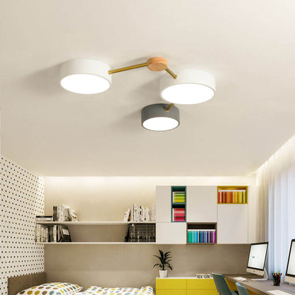 Sleek Gray Wooden Ceiling Light Fixtures 23.6 Inch