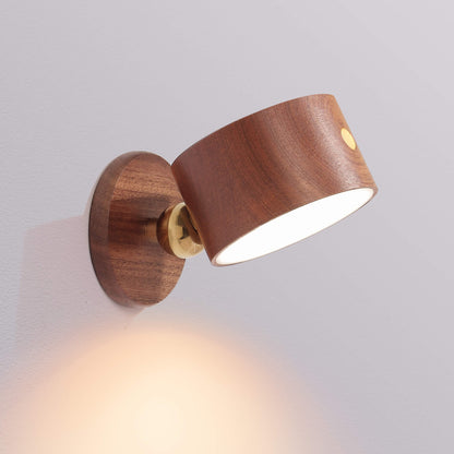 Compact Wooden Plug in LED Wall Lamp