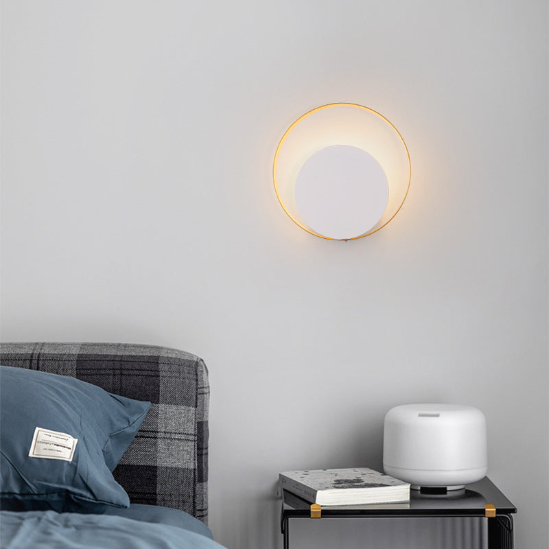 Simple Metal Round Wall Light Lamp For Bedroom