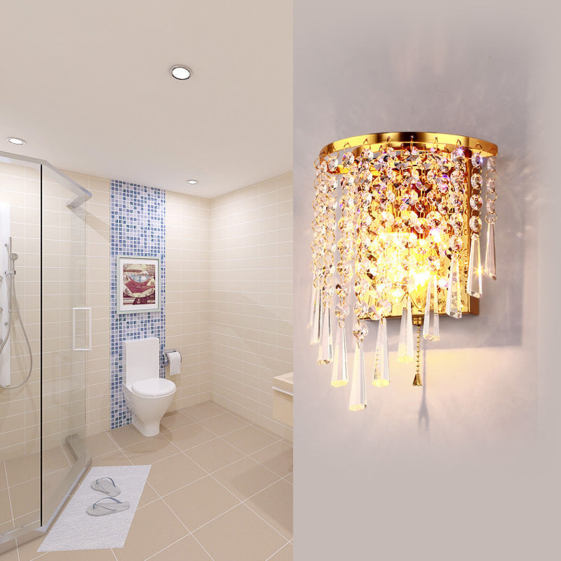 Elegant Round Crystal Glass Wall Light