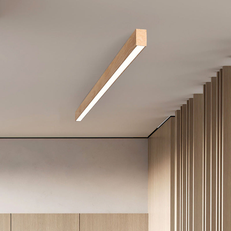 Sleek LED Ceiling Light Fixture 24 Inch Walnut Finish