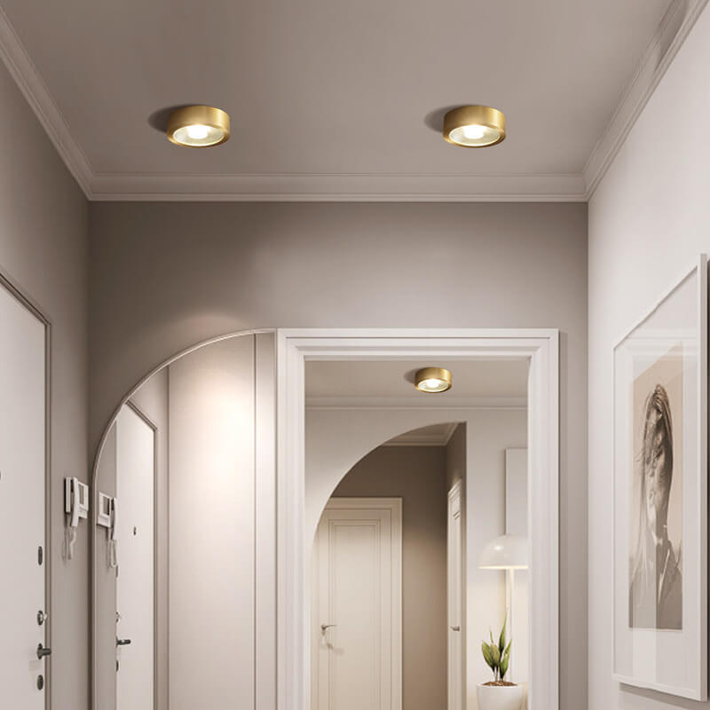 Compact LED Ceiling Lamp Copper Finish