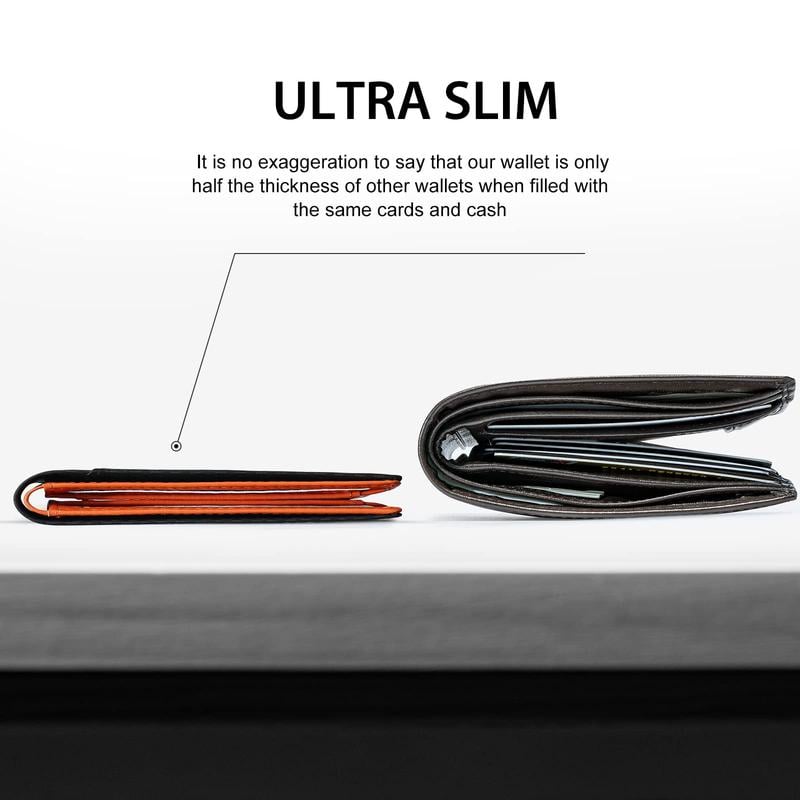 Thin Leather Mens Wallet with RFID Blocking