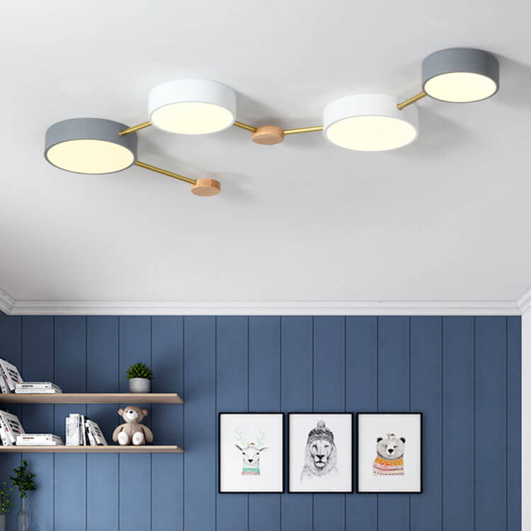 Sleek Gray Wooden Ceiling Light Fixtures 23.6 Inch