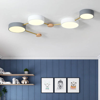 Sleek Gray Wooden Ceiling Light Fixtures 23.6 Inch
