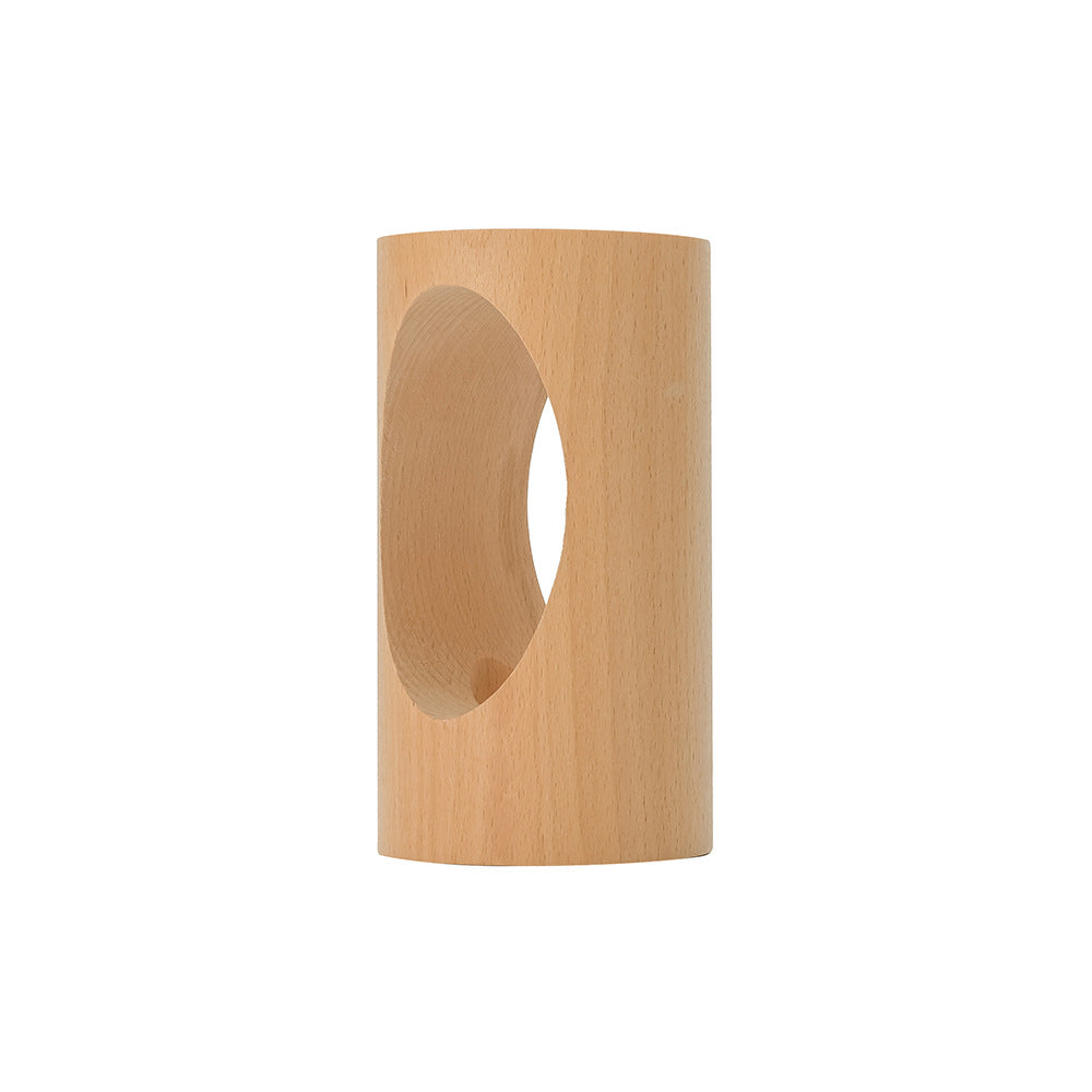 Natural Wood USB Bedside LED Table Lamp