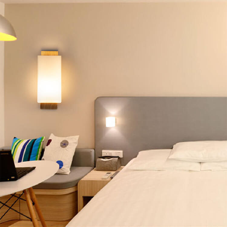 Simple Wooden Glass Wall Sconce Lamp