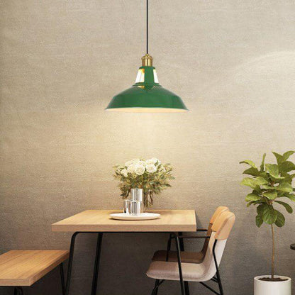 Vintage Metal Pendant Lamp Green Iron Shade