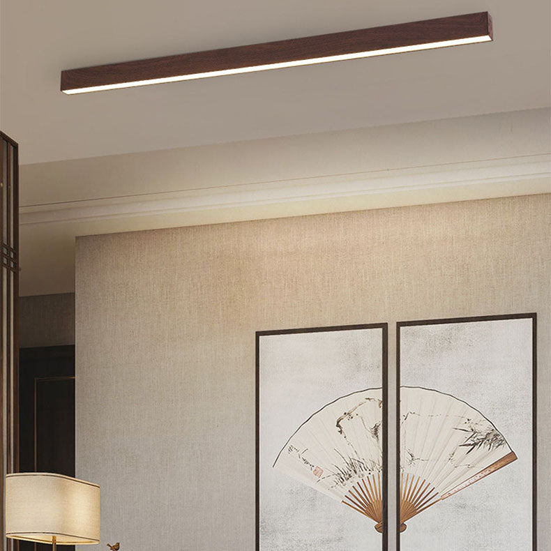 Sleek LED Ceiling Light Fixture 24 Inch Walnut Finish