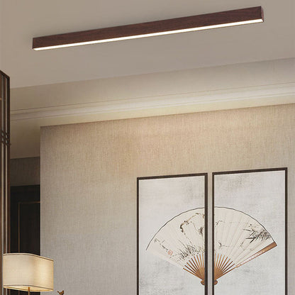 Sleek LED Ceiling Light Fixture 24 Inch Walnut Finish