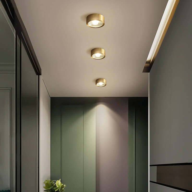 Compact LED Ceiling Lamp Copper Finish