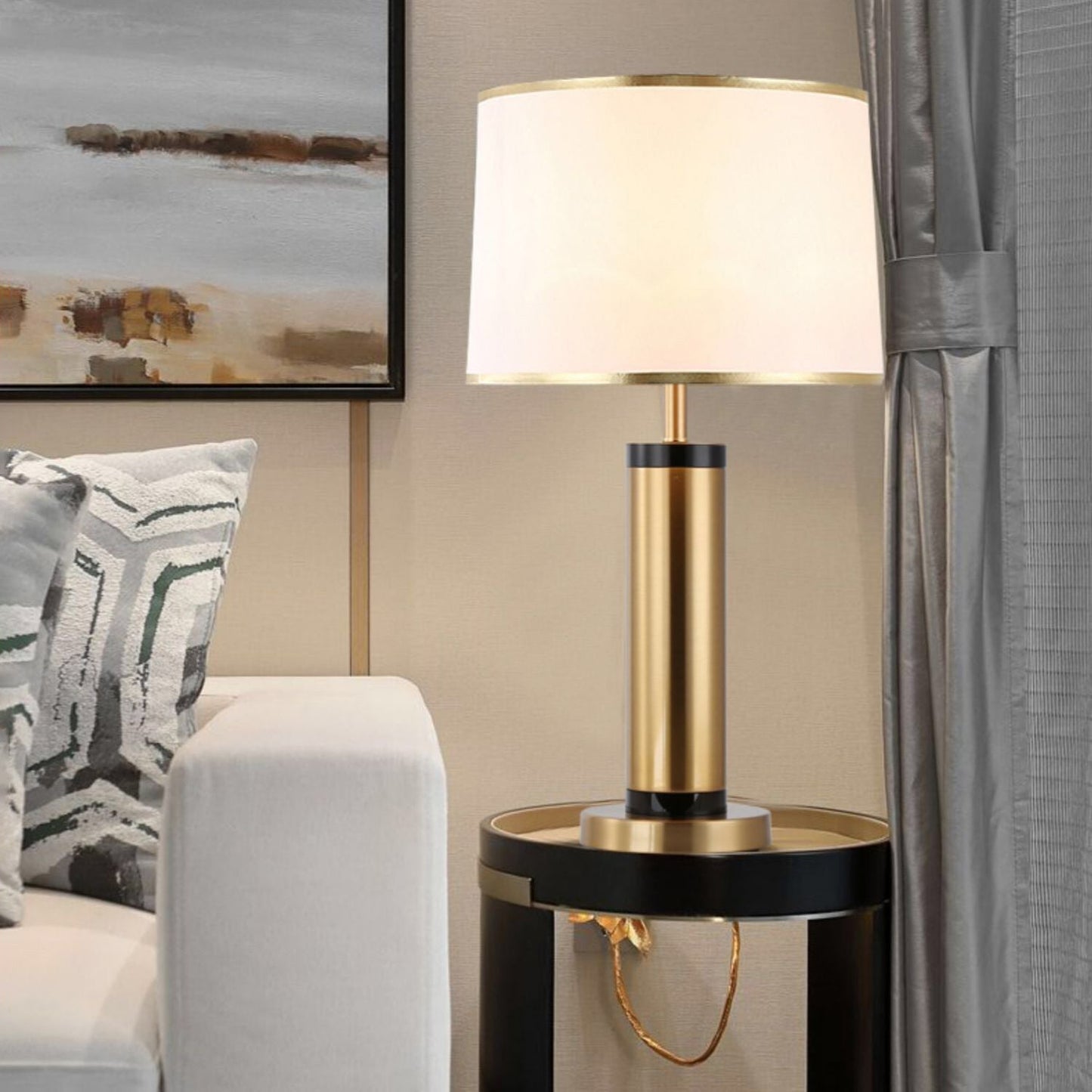 Contemporary Metal Shade 1-Light End Table Lamp