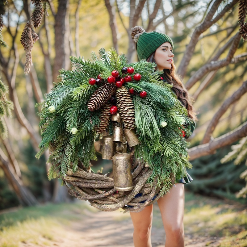Country Chic Holiday Wreath with Pine Cones - Cofik
