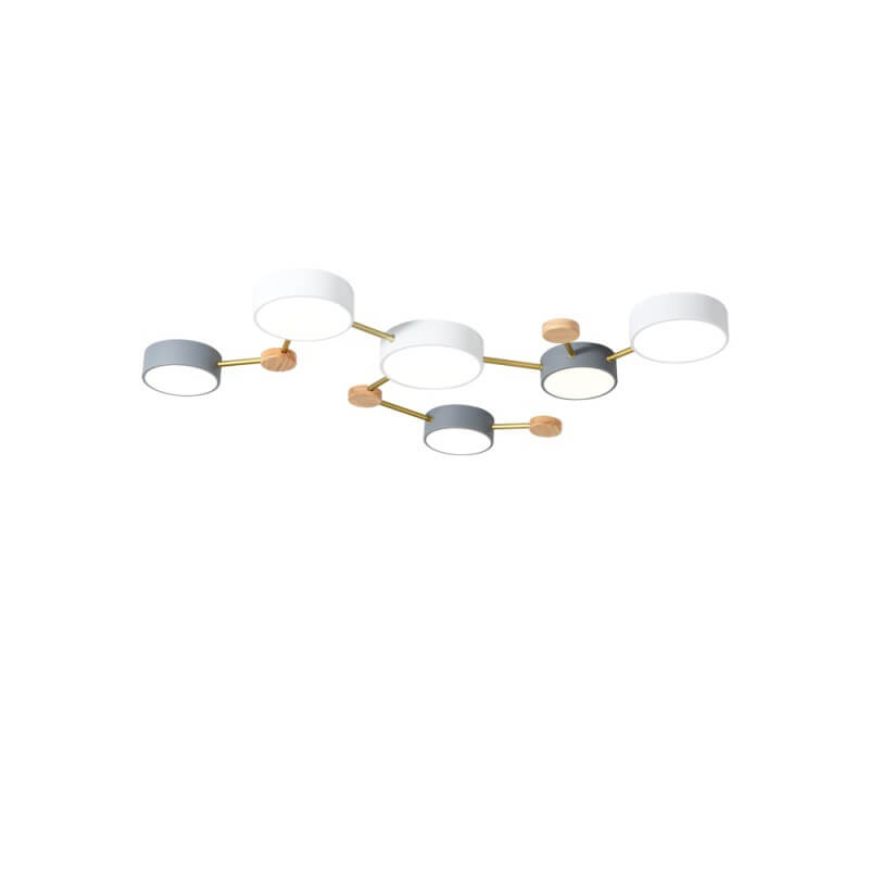 Sleek Gray Wooden Ceiling Light Fixtures 23.6 Inch