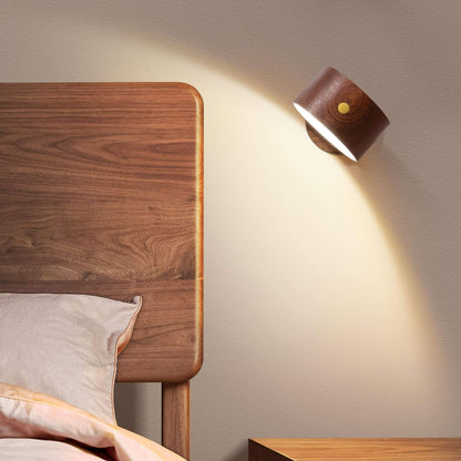 Compact Wooden Plug in LED Wall Lamp