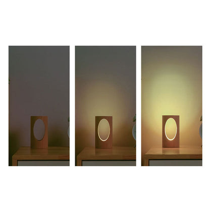 Natural Wood USB Bedside LED Table Lamp