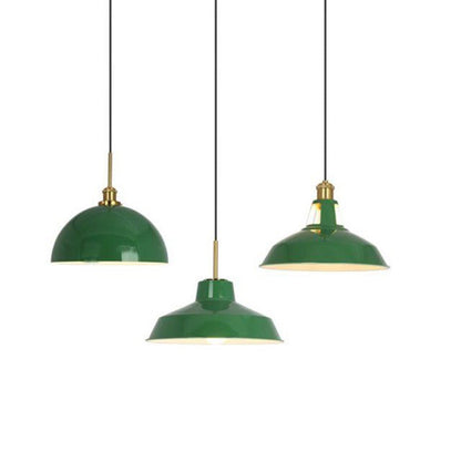 Vintage Metal Pendant Lamp Green Iron Shade