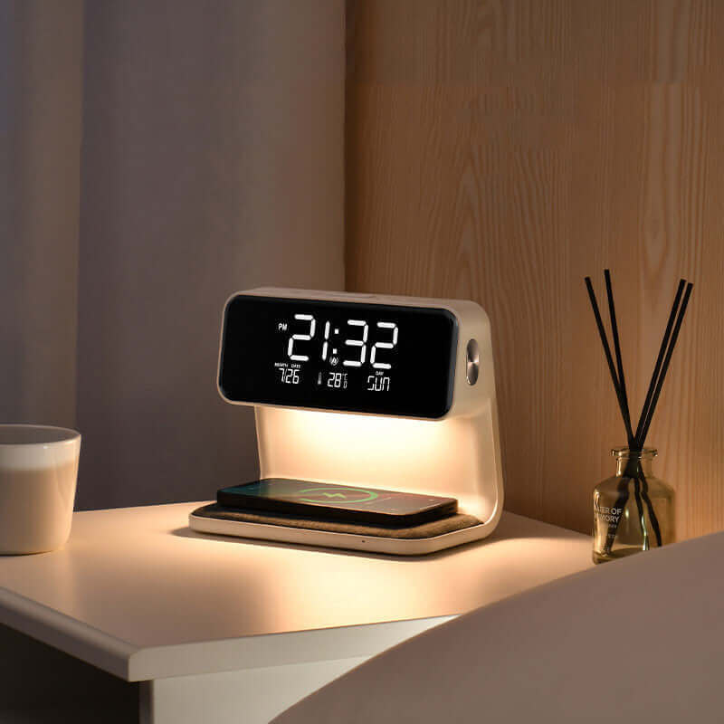 Smart 3-in-1 Bedside Table Lamp with Wireless Charger and Clock - Cofik
