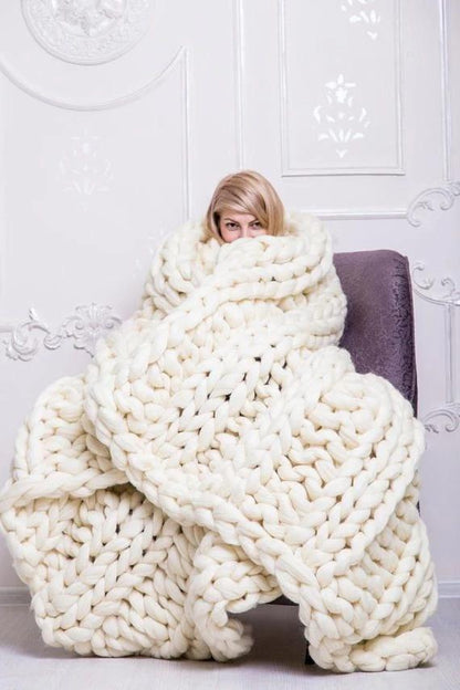 Thick Cozy Knitted Throw Blanket