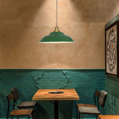 Vintage Metal Pendant Lamp Green Iron Shade