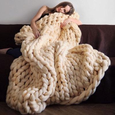 Thick Cozy Knitted Throw Blanket