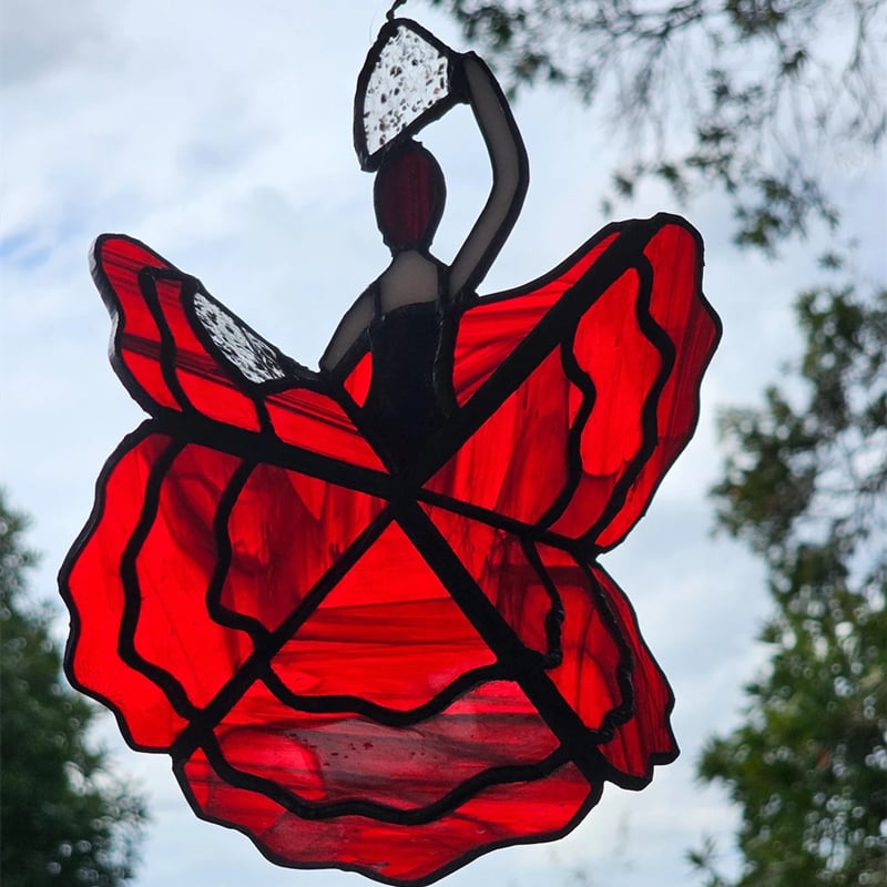 Colorful Female Dancer Glass Desk Spinner