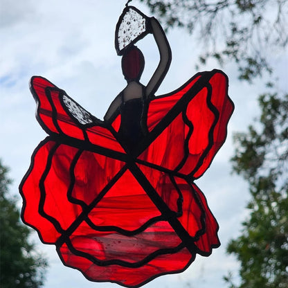 Colorful Female Dancer Glass Desk Spinner