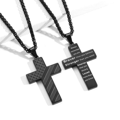 Patriotic USA Flag Cross Pendant Necklace - Cofik