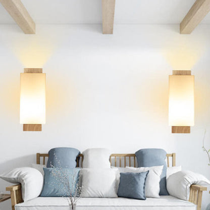 Simple Wooden Glass Wall Sconce Lamp