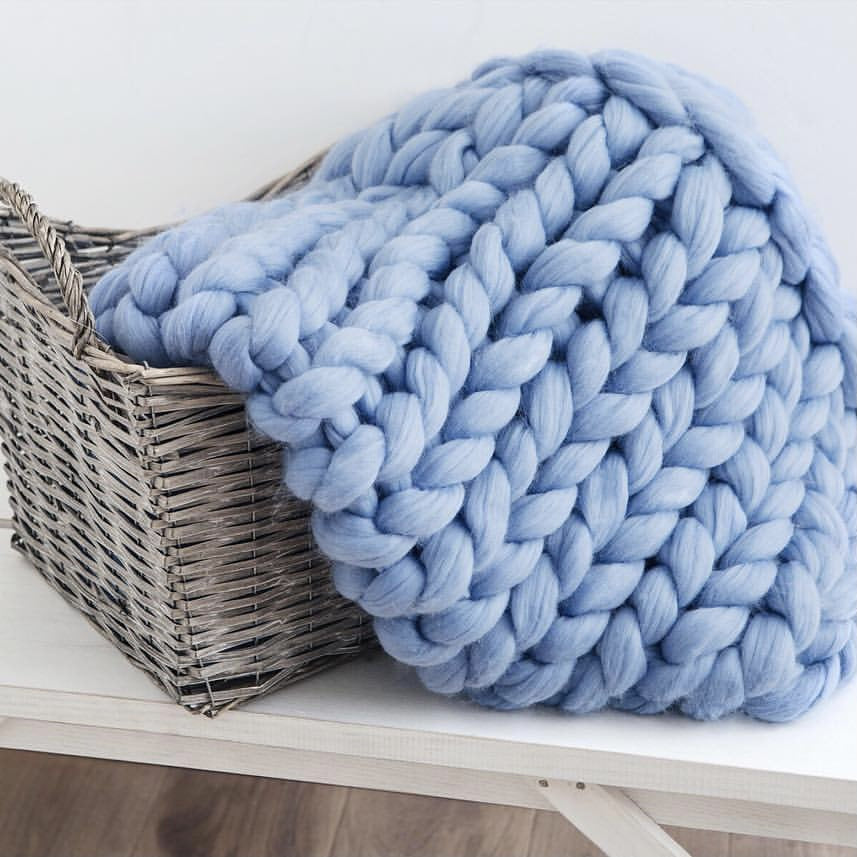 Thick Cozy Knitted Throw Blanket