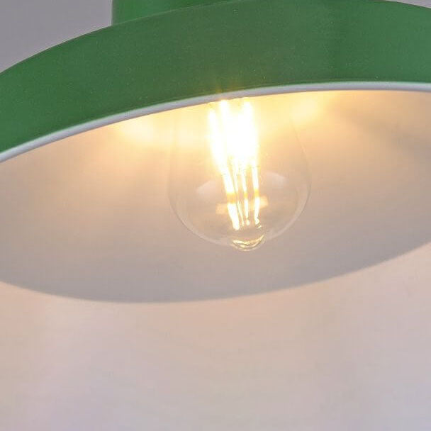Vintage Metal Pendant Lamp Green Iron Shade