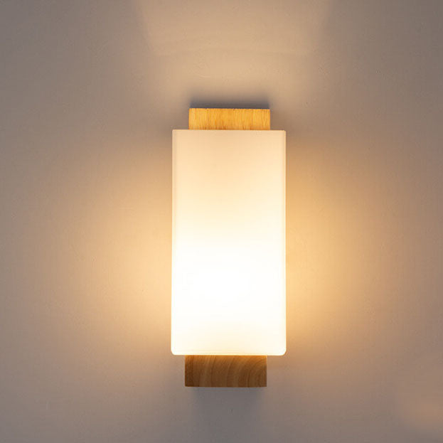 Simple Wooden Glass Wall Sconce Lamp - Cofik