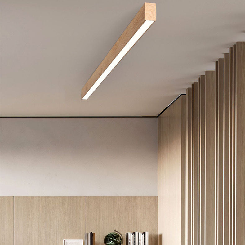 Sleek LED Ceiling Light Fixture 24 Inch Walnut Finish