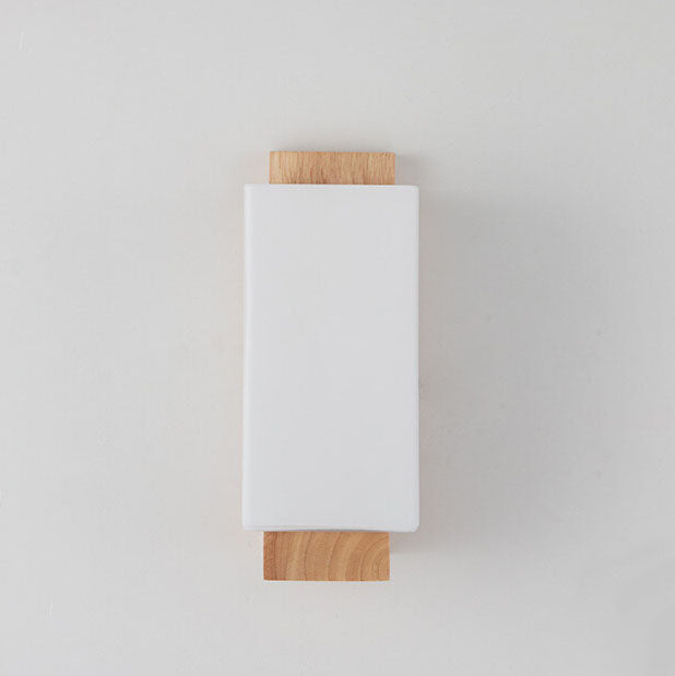 Simple Wooden Glass Wall Sconce Lamp