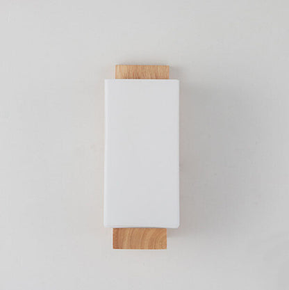 Simple Wooden Glass Wall Sconce Lamp