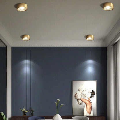 Compact LED Ceiling Lamp Copper Finish