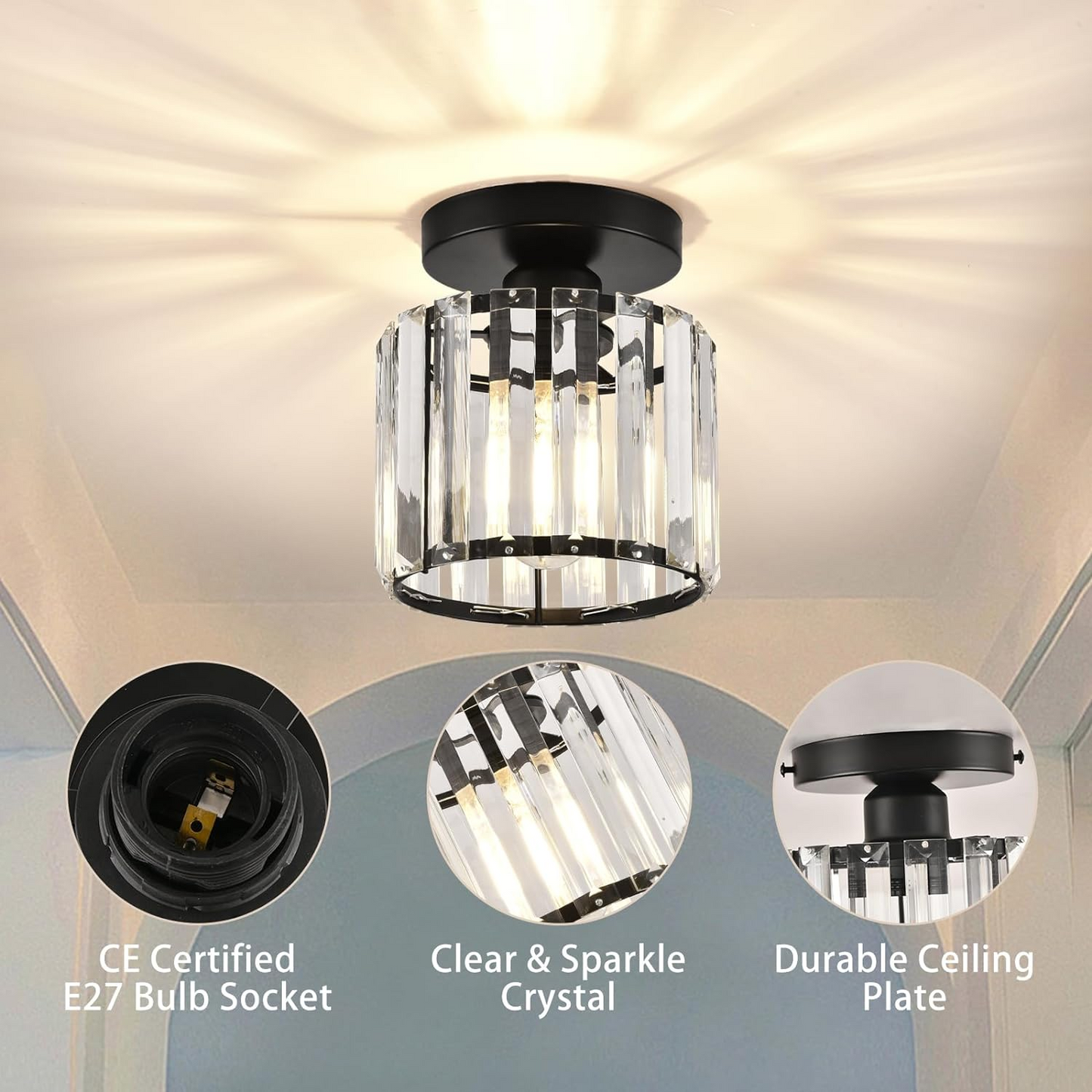 Luxurious Sparkling Crystal Ceiling Light