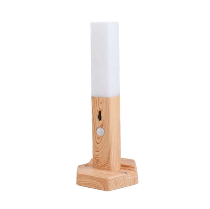 Compact Wooden LED Bedside Table Lamp