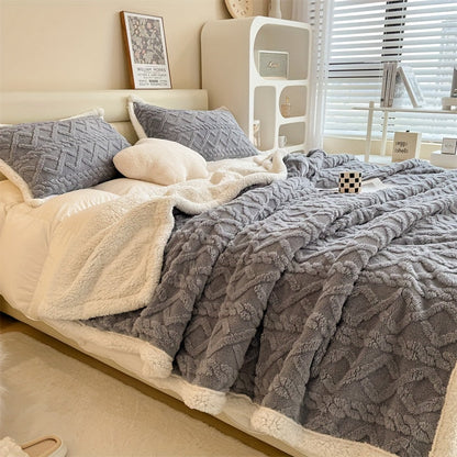 Warm Plush Reversible Fleece Throw Blanket