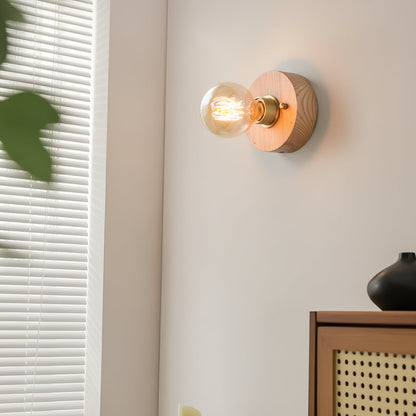 Rustic Wooden Bedside Wall Light with Pull Chain - Cofik