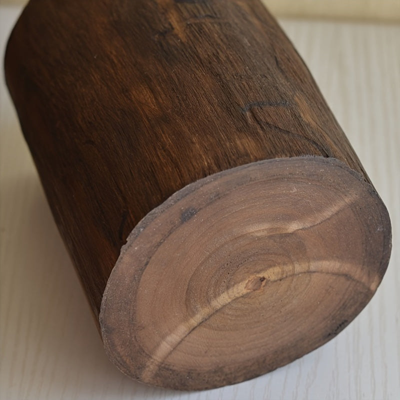 Rustic Wooden Desk Pen Holder - Natural Wooden Finish